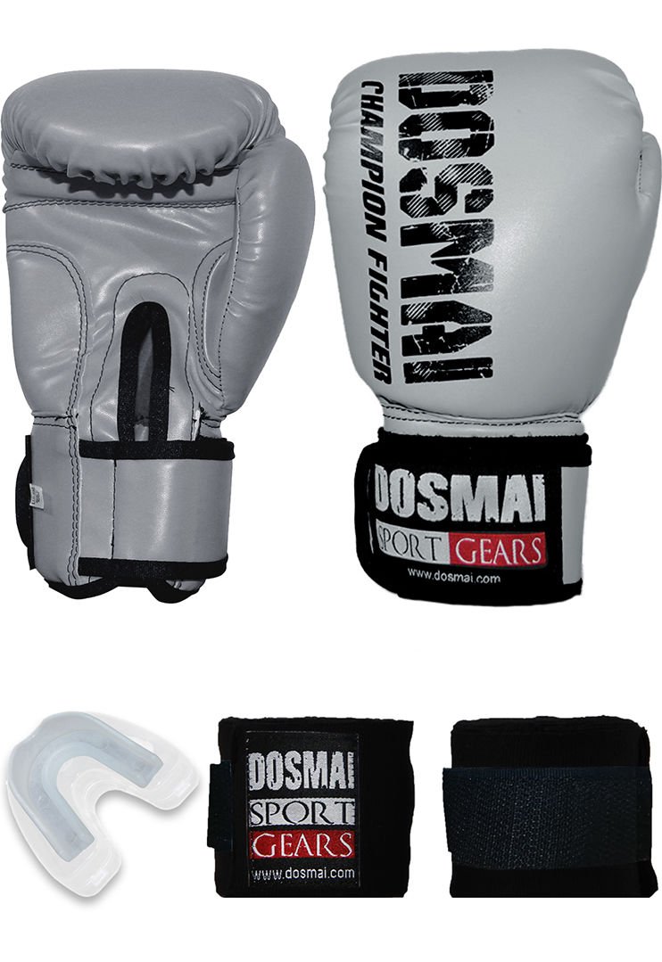 Dosmai Esquize Boks Eldiveni Boks Dişlik Boks Bandaj Seti Gri - 8 oz