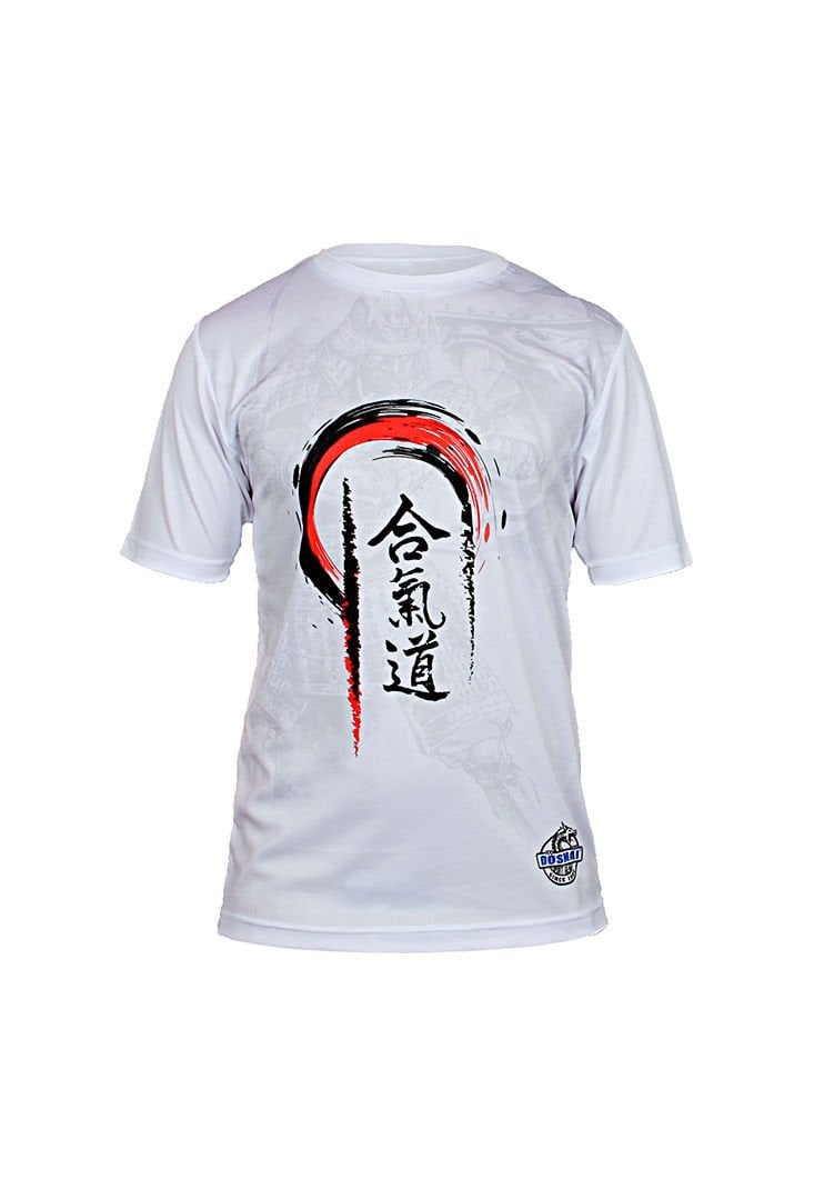 Dosmai Dijital Baskılı Aikido Bisiklet Yaka Spor T-Shirt AIT006 Beyaz - XS