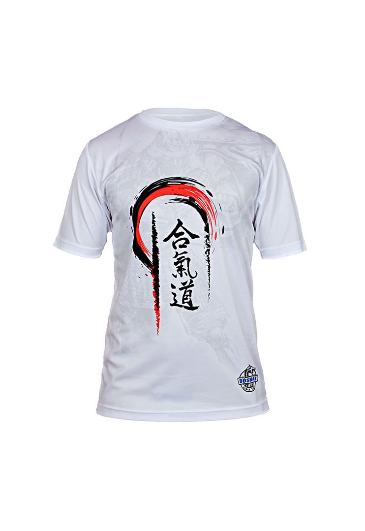 Dosmai Dijital Baskılı Aikido Bisiklet Yaka Spor T-Shirt AIT006 Beyaz - 2XL