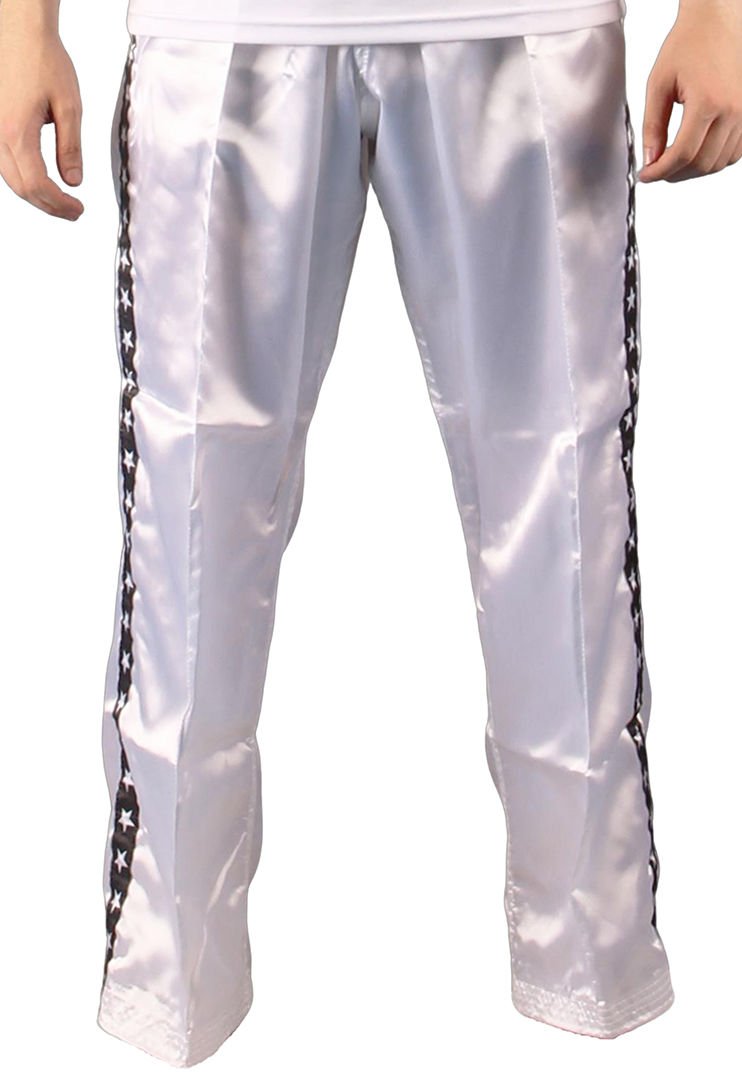 Dosmai Yıldızlı Kick Boks Wushu Pantolonu PA145 Beyaz Siyah - 140 cm