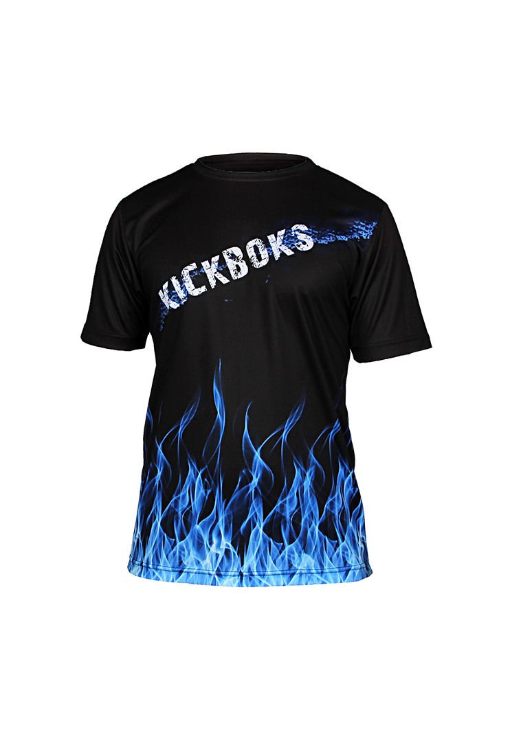 Dosmai Dijital Baskılı Kick Boks Bisiklet Yaka Spor T-Shirt KBT083 L - Mavi