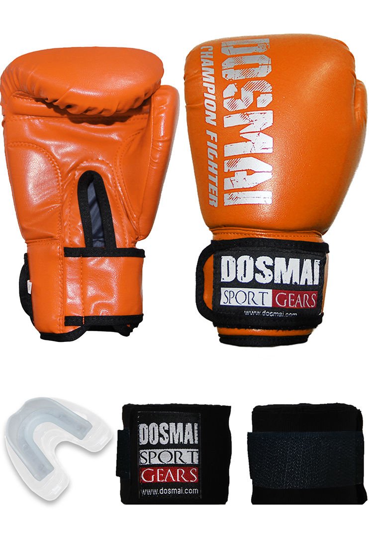 Dosmai Esquize Boks Eldiveni Boks Dişlik Boks Bandaj Seti Turuncu - 6 oz
