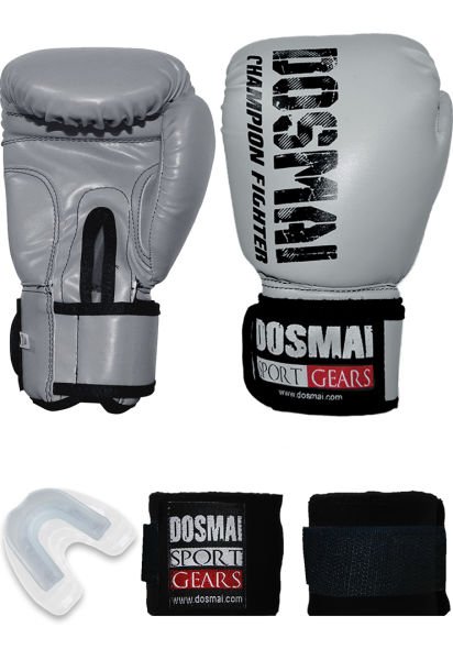 Dosmai Esquize Boks Eldiveni Boks Dişlik Boks Bandaj Seti Gri - 8 oz
