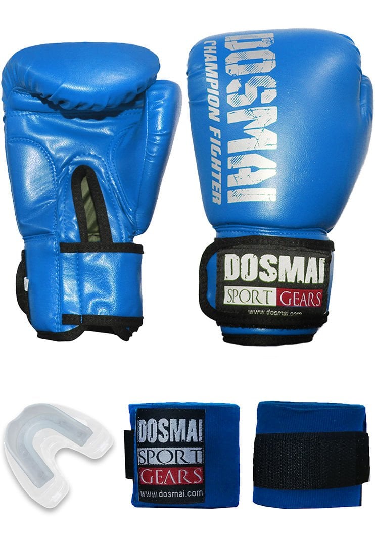 Dosmai Esquize Boks Eldiveni Boks Dişlik Boks Bandaj Seti Mavi - 10 oz