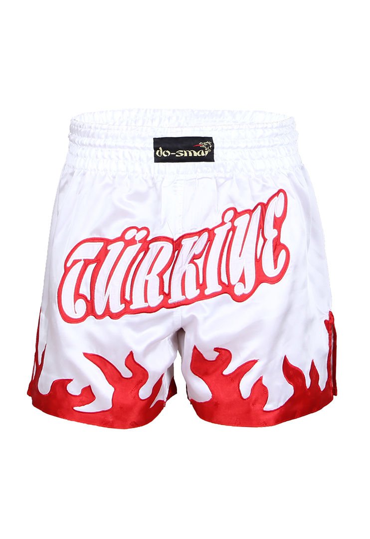 Dosmai Türkiye Nakışlı Boks Spor Şort BKS218 Beyaz - XS