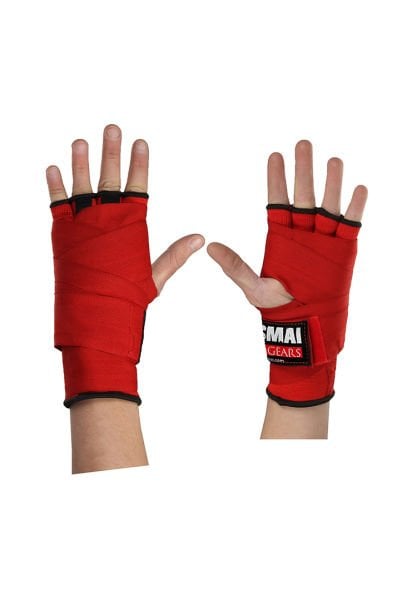 Dosmai Üçlü Boks Kick Boks Muay Thai Eldiveni Bandajlı Eldiven ve Dişlik Seti KMP995 Kırmızı - 12 oz