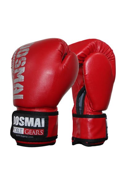 Dosmai Üçlü Boks Kick Boks Muay Thai Eldiveni Bandajlı Eldiven ve Dişlik Seti KMP995 Kırmızı - 8 oz