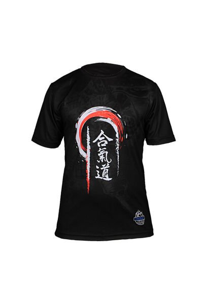 Dosmai Dijital Baskılı Aikido Bisiklet Yaka Spor T-Shirt AIT006 Siyah - XS