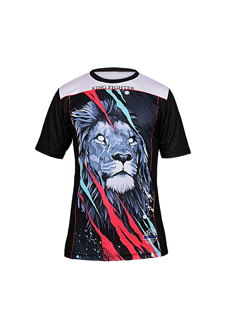 Dosmai Dijital Baskılı King Fighter Bisiklet Yaka Spor T-Shirt FGT037 XL - Siyah