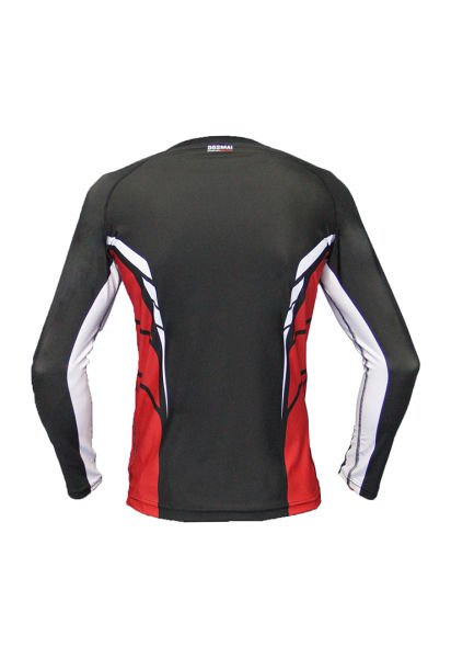 Dosmai Dijital Baskılı Uzun Kollu Long Sleeve Rashguard Spor Shirt RG071 Siyah-Kırmızı - M