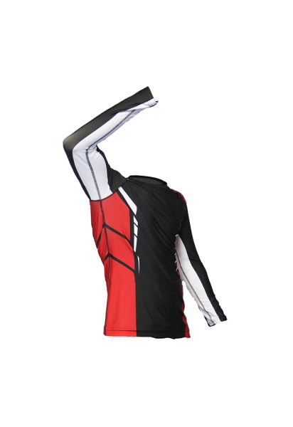 Dosmai Dijital Baskılı Uzun Kollu Long Sleeve Rashguard Spor Shirt RG071 Siyah-Kırmızı - XL
