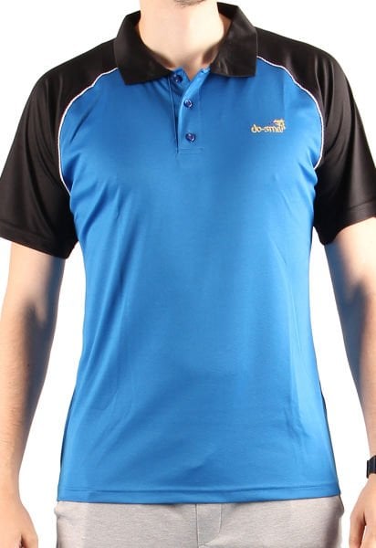 Dosmai Polo Yaka Performans Antrenman Sporcu T-Shirt PYT103 Siyah Mavi - XS